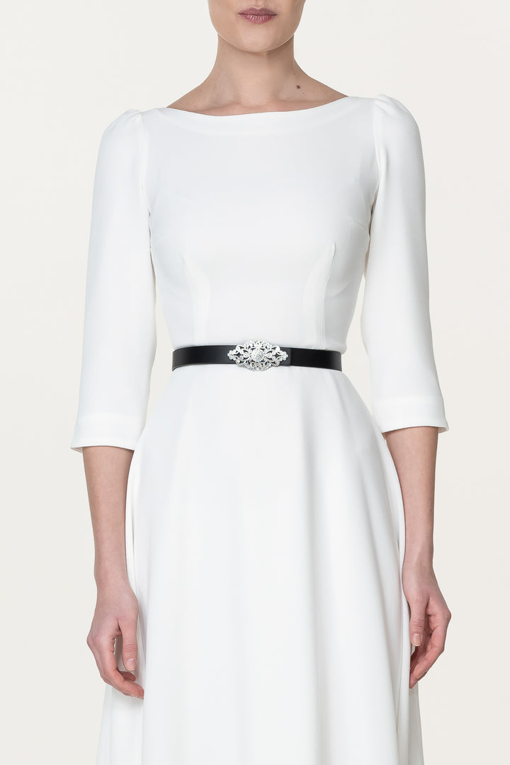 Nicole Crepe Midi Dress In Ivory