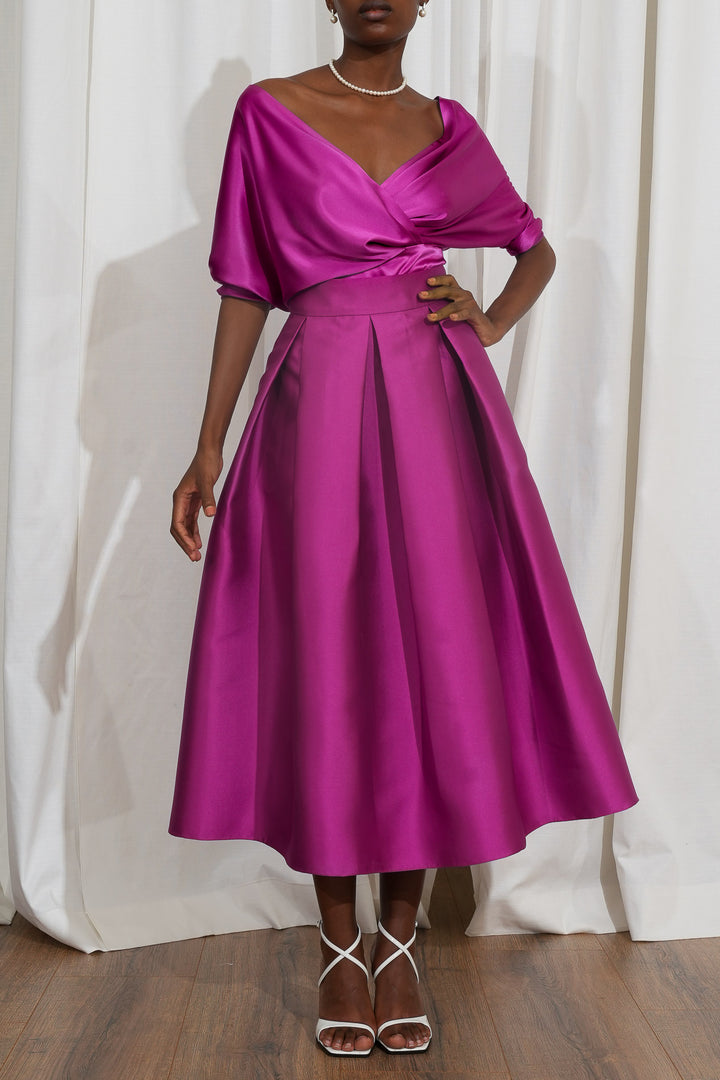 Jasmine Structured Mikado Skirt In Amethyst