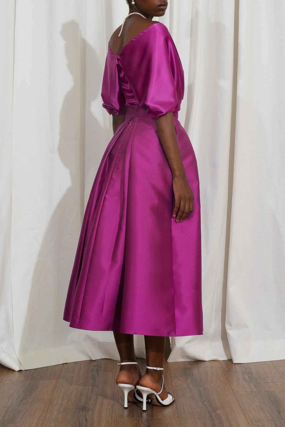 Jasmine Structured Mikado Skirt In Amethyst