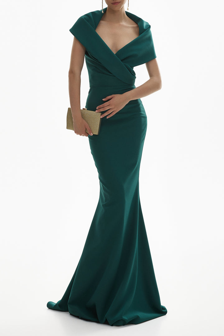 Kavya Crepe Gown In Petrol