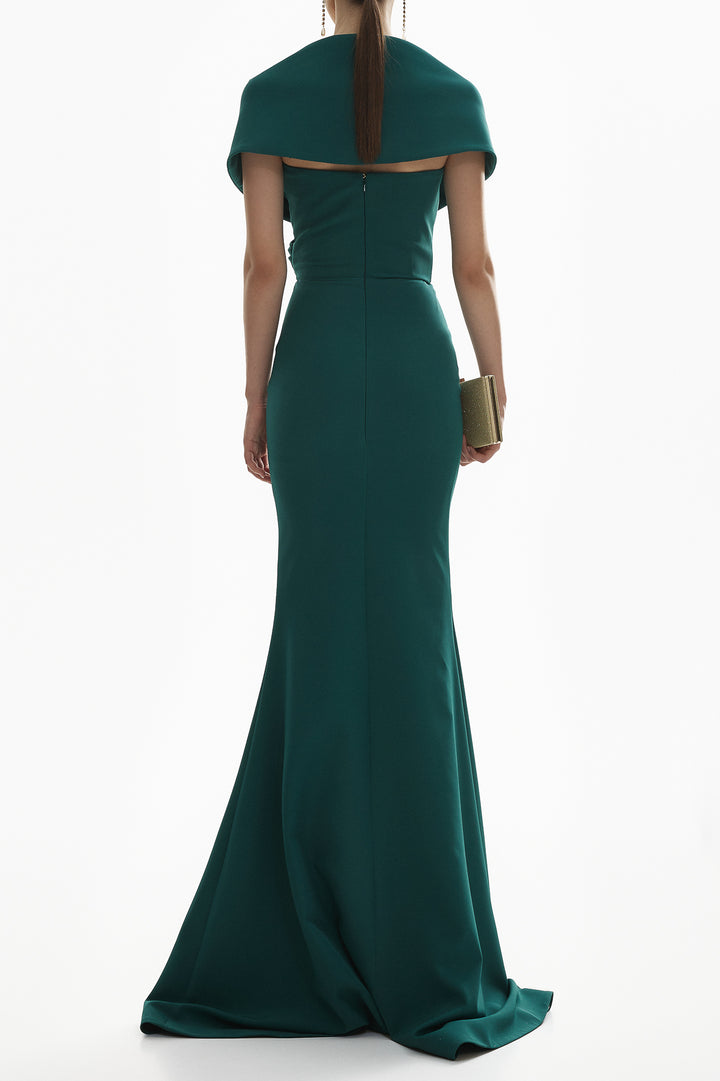Kavya Crepe Gown In Petrol