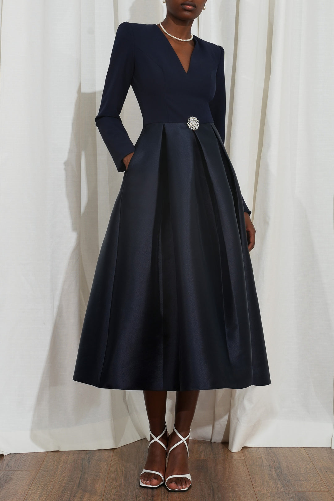 Ivy Midi Dress In Midnight-Blue – Rhea Costa