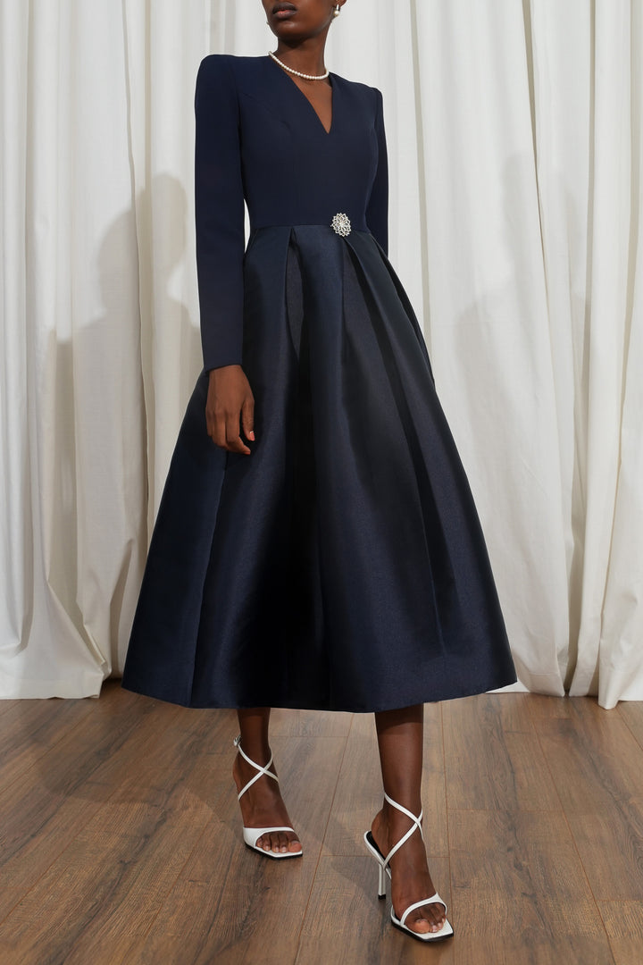 Ivy Midi Dress In Midnight-Blue