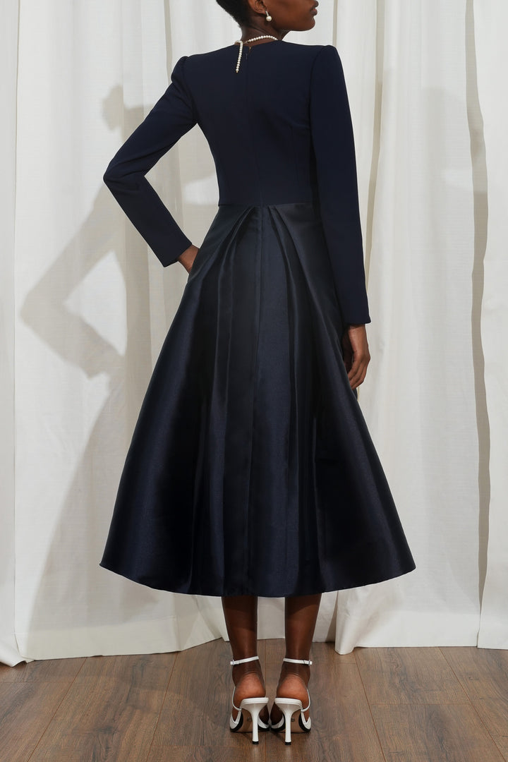 Ivy Midi Dress In Midnight-Blue