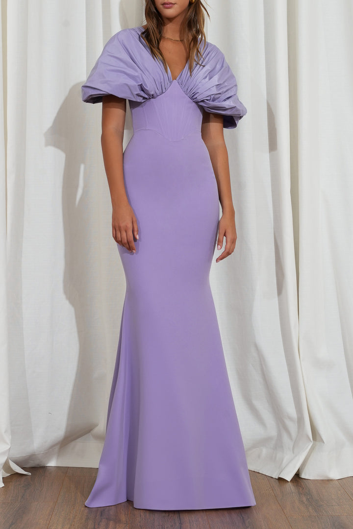 Dina Crepe Taffeta Dress In Iris-Purple