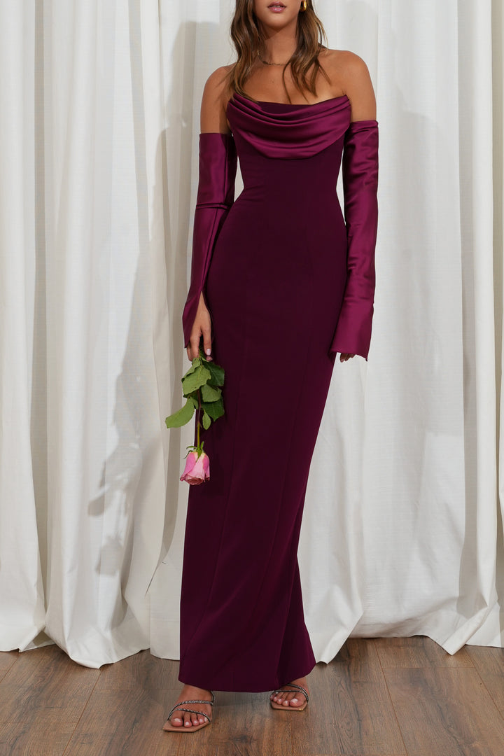 Eris Bodycon Crepe Dress In Burgundy