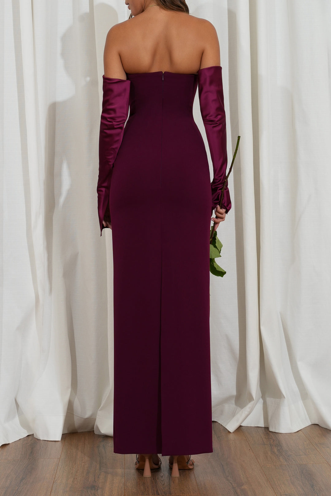 Eris Bodycon Crepe Dress In Burgundy