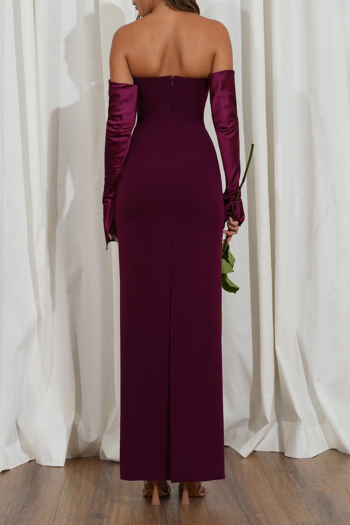 Eris Bodycon Crepe Dress In Burgundy