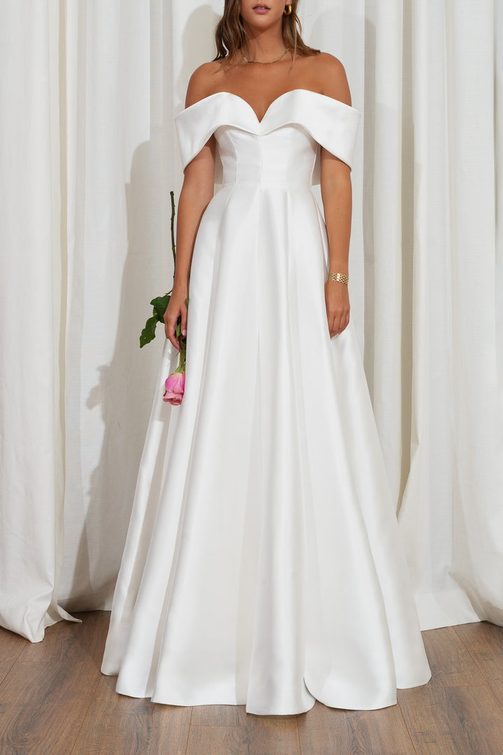 Ellie Mikado Gown In Off-White