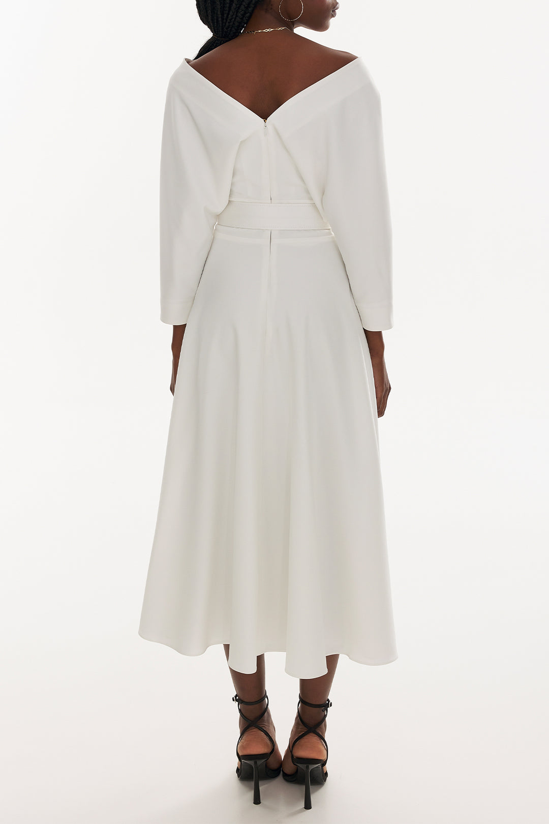 Reese Crepe Midi Dress in Ivory
