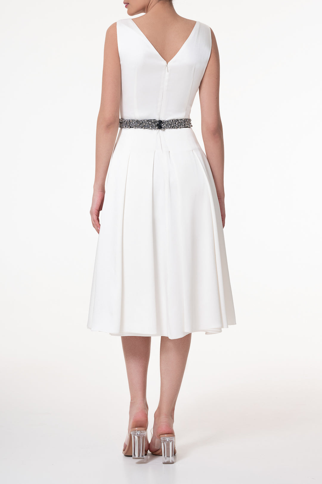 Marilyn Satin Midi Dress In Ivory