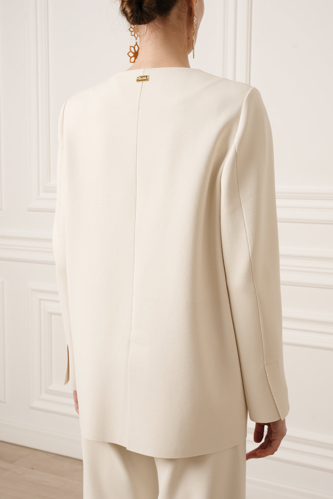Dona Jersey Double-Breasted Jacket In Off-White