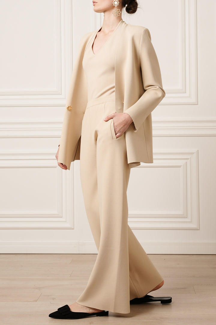 Pax Viscose Jersey Wide-Leg Pants In Beige