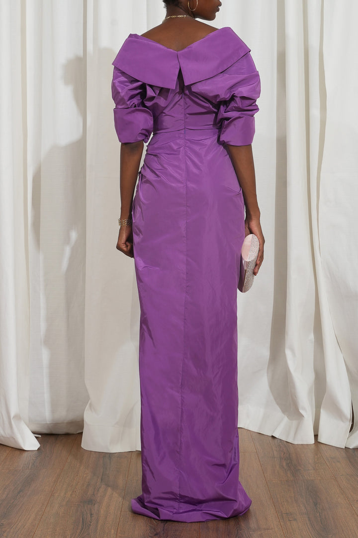Sabina Taffeta Long Dress In Lavander