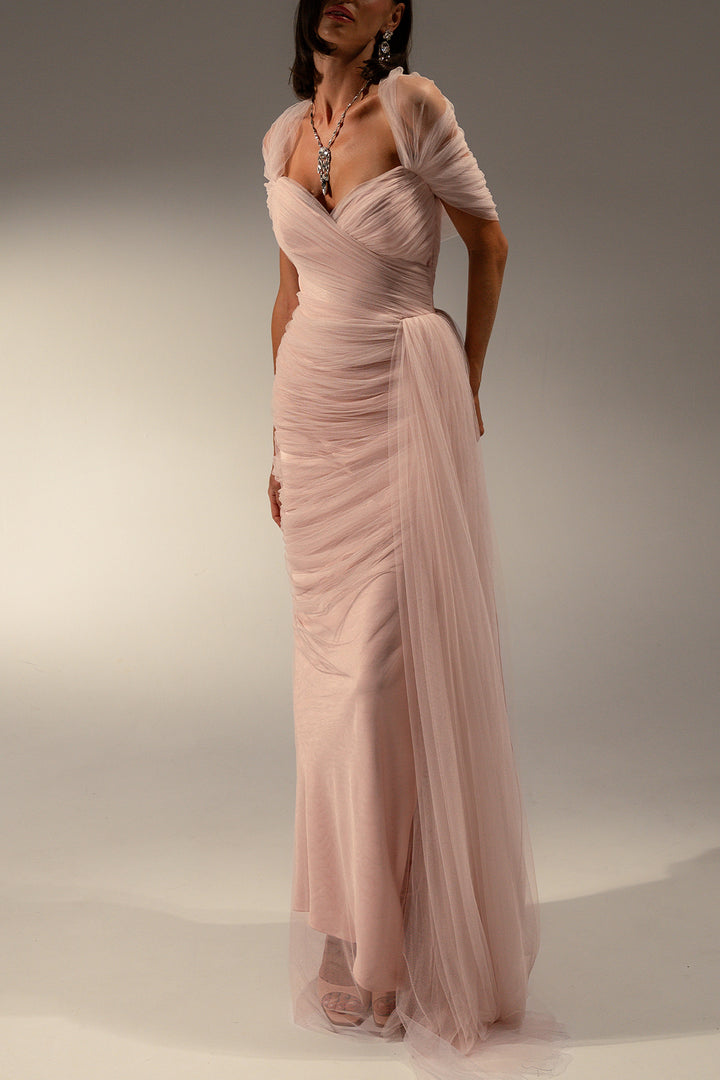 Gaia Tulle Dress In Soft-Pink