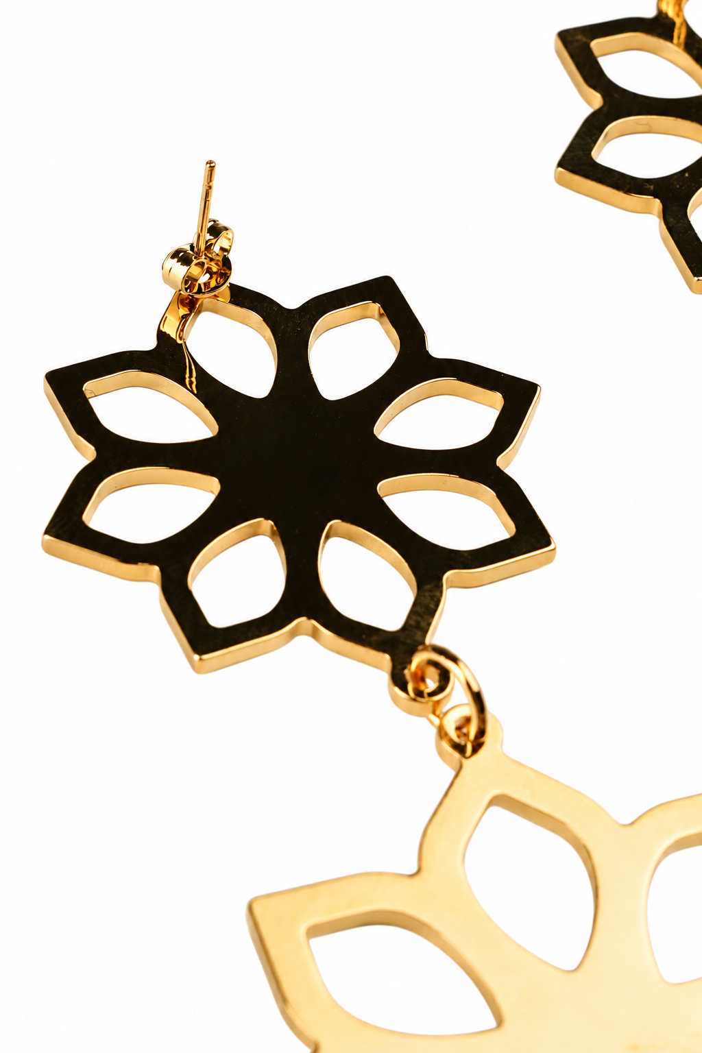 Lotus Earrings with Crystals In Gold
