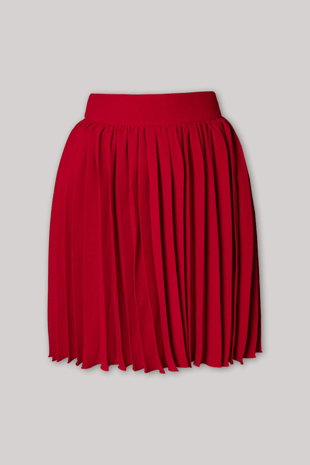 Pleated Crepe Short Skirt In True Red