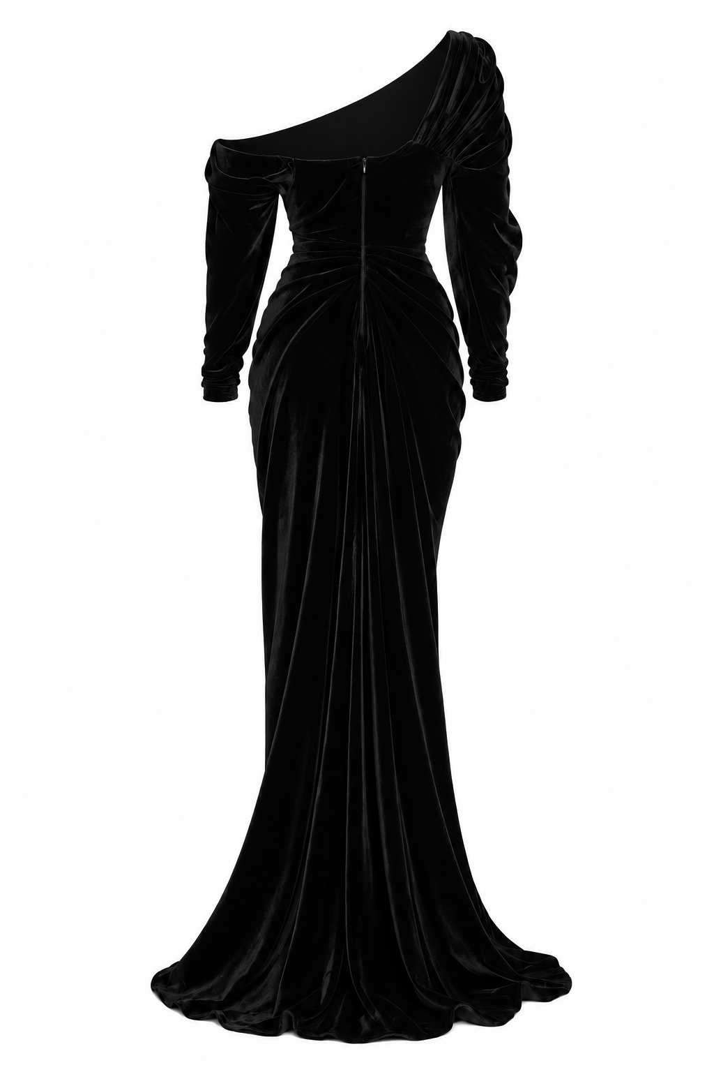 Zeina Long Velvet Gown in Black