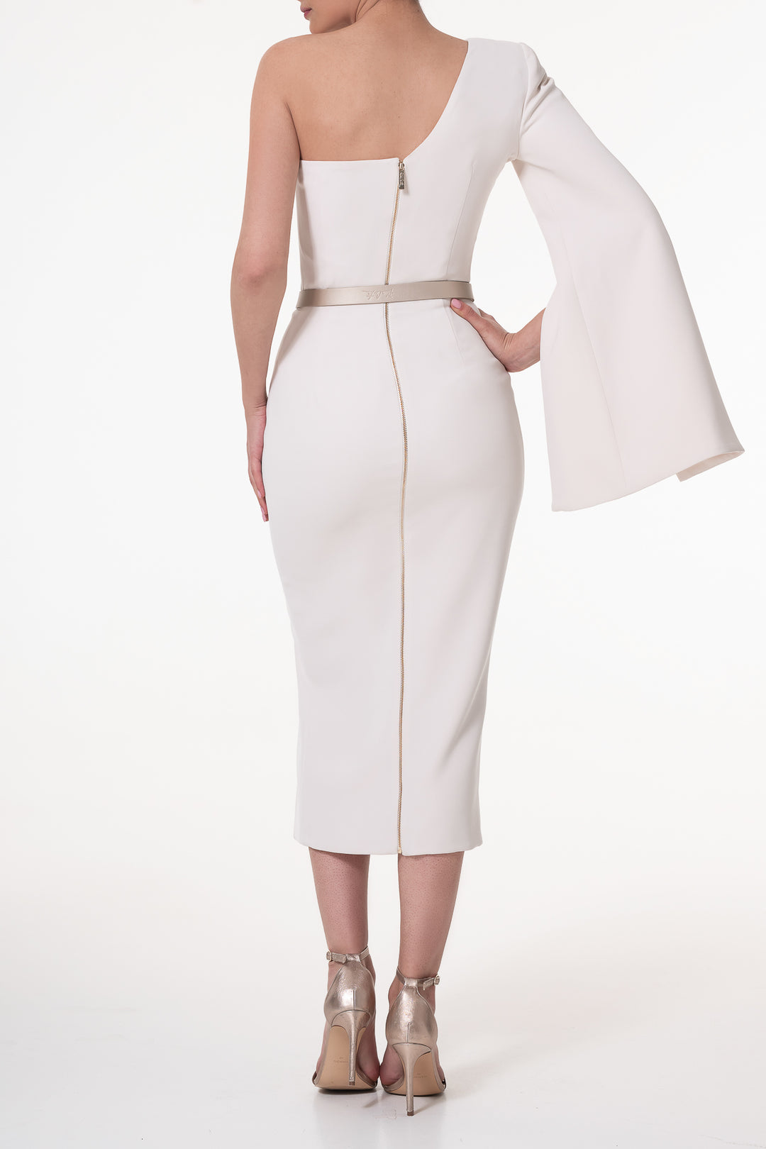 Sharon Crepe Midi Dress In Cream
