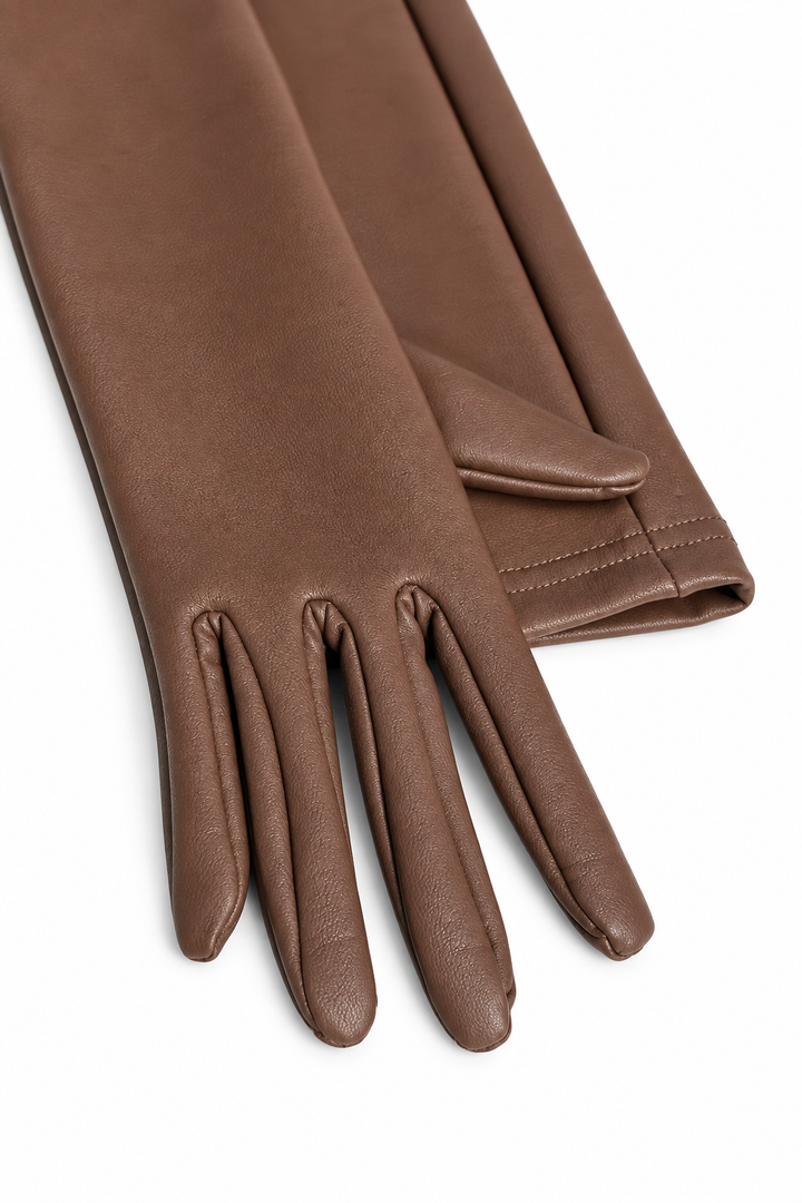 Runway Vegan Leather Gloves In Camel