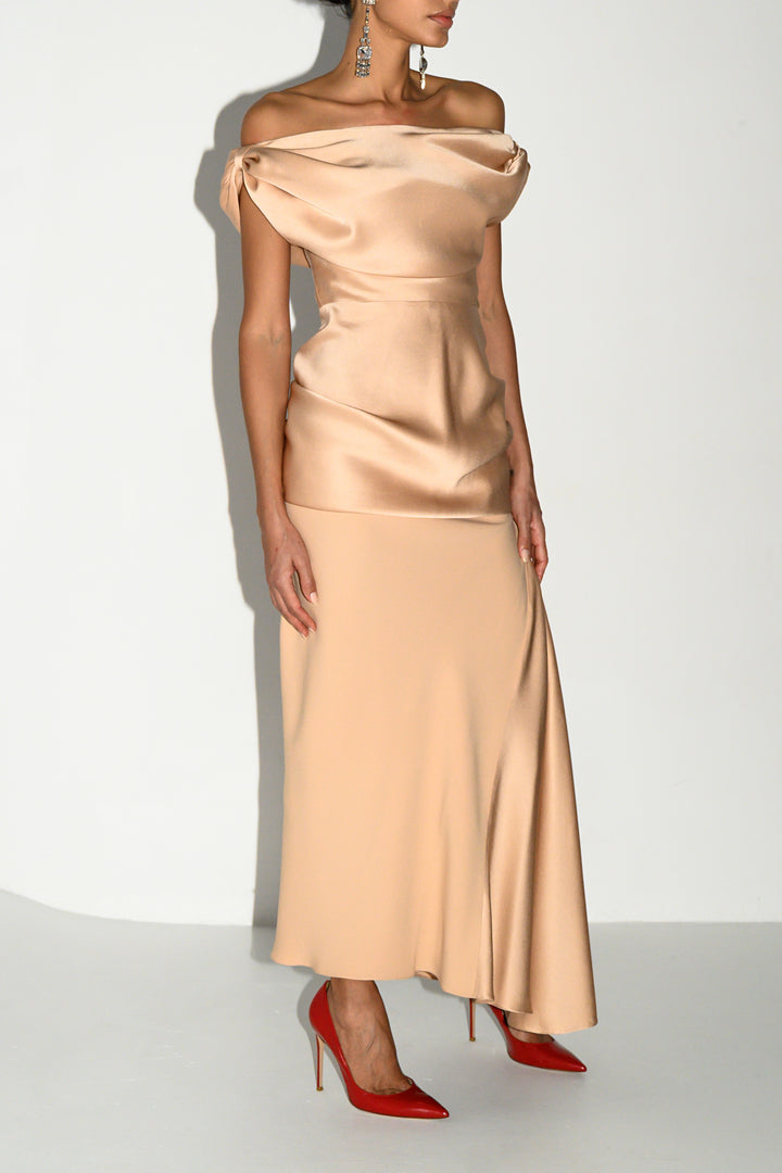 Sylvie Midi Skirt In Nude