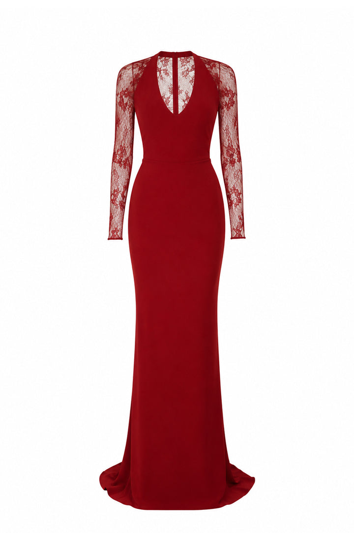 Blanca Lace Dress In Ruby-Red