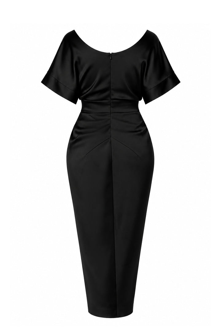 Jaya Satin Midi Dress in Black