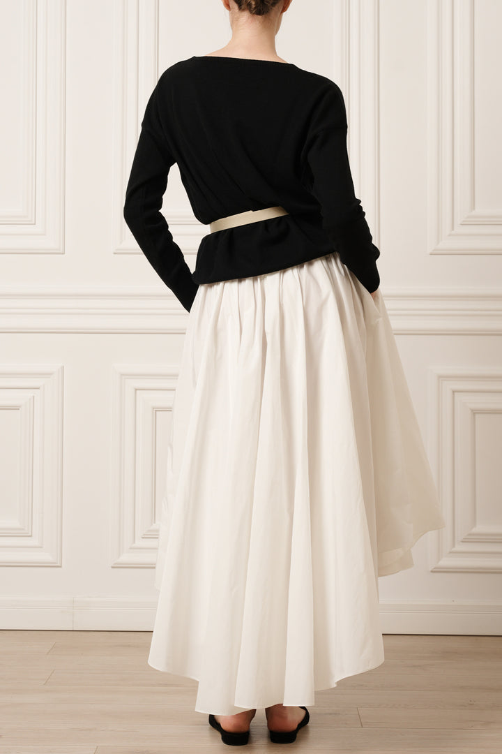 Elias Taffeta Midi Skirt In Off-White