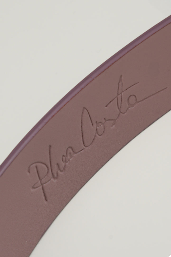 Lotus Leather Waist Belt In Aubergine With Rose-Gold Buckle