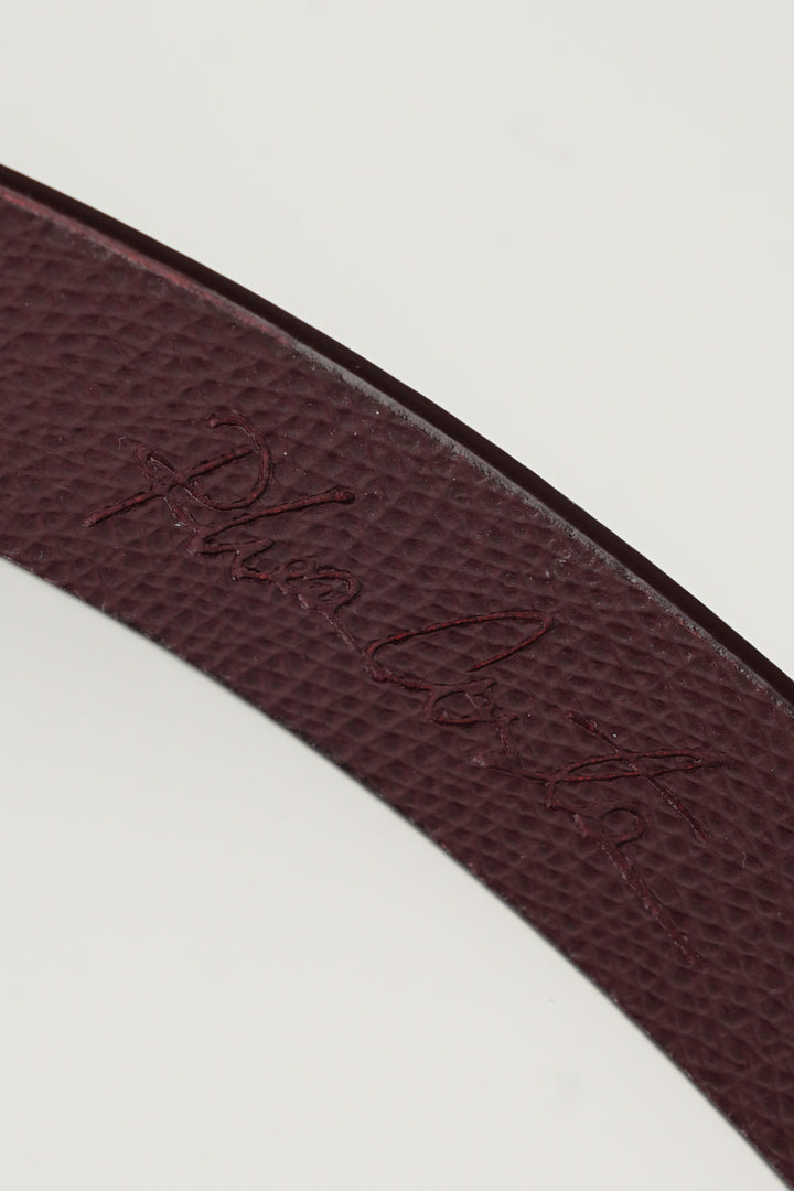 Lotus Leather Waist Belt In Burgundy With Gold Buckle