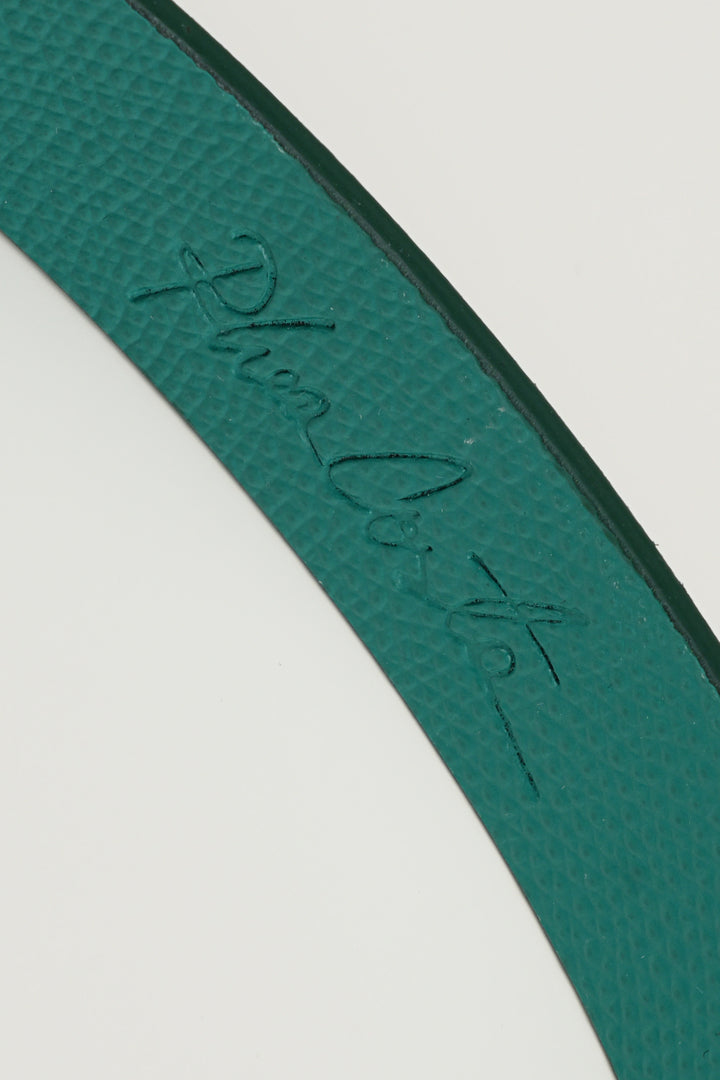 Lotus Leather Waist Belt In Emerald With Gold Buckle