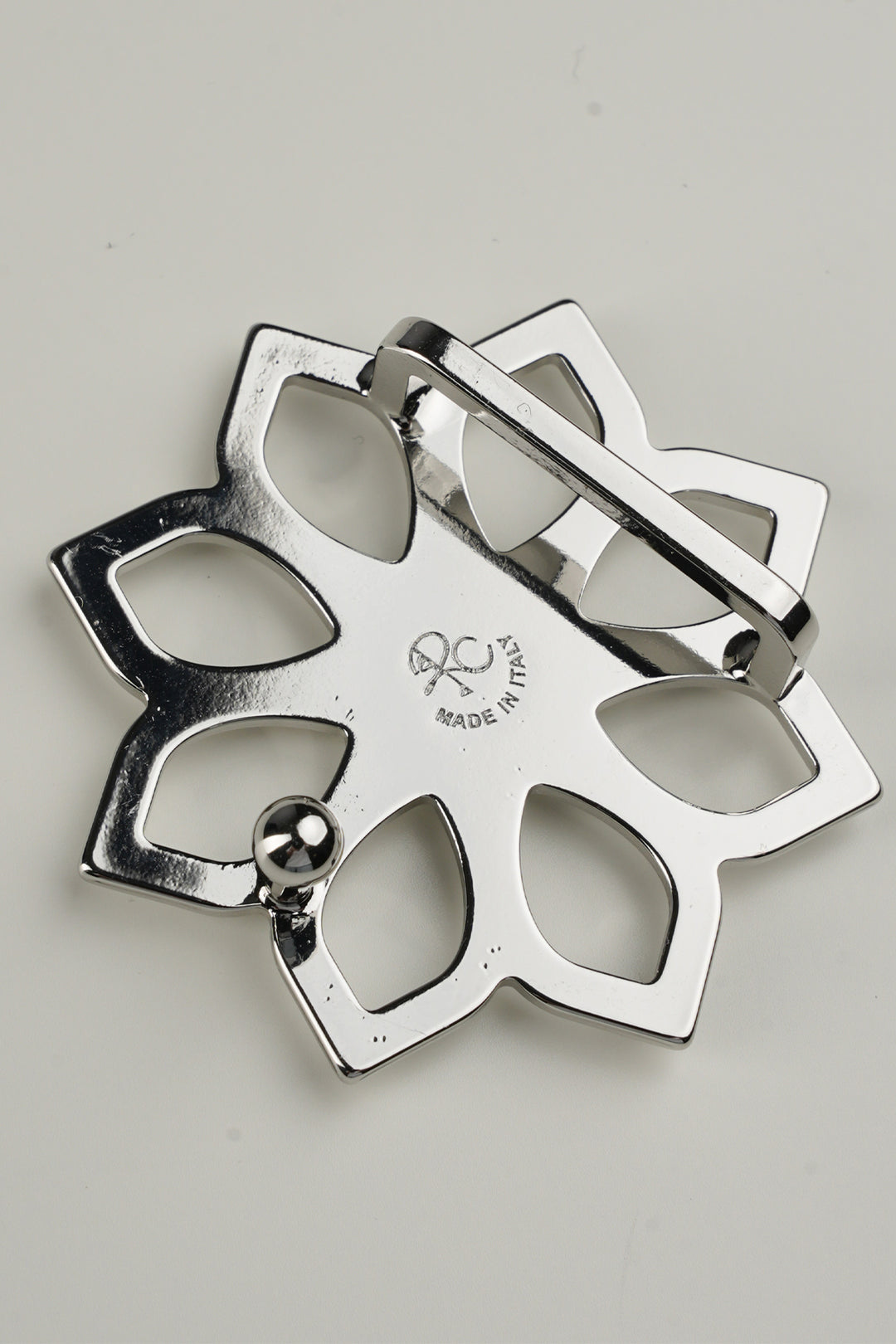 Lotus Leather Waist Belt In Saffiano Black With Silver Buckle