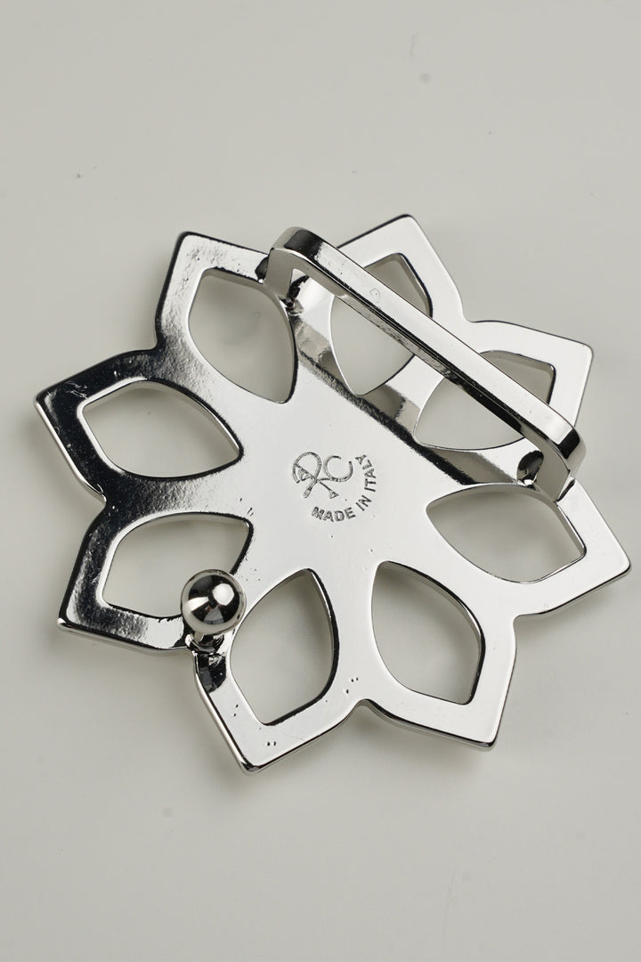 Lotus Leather Waist Belt In Sapphire With Silver Buckle