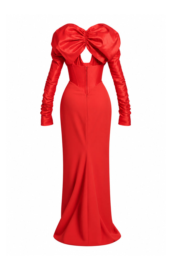 Ranya Long Dress In Hot-Red