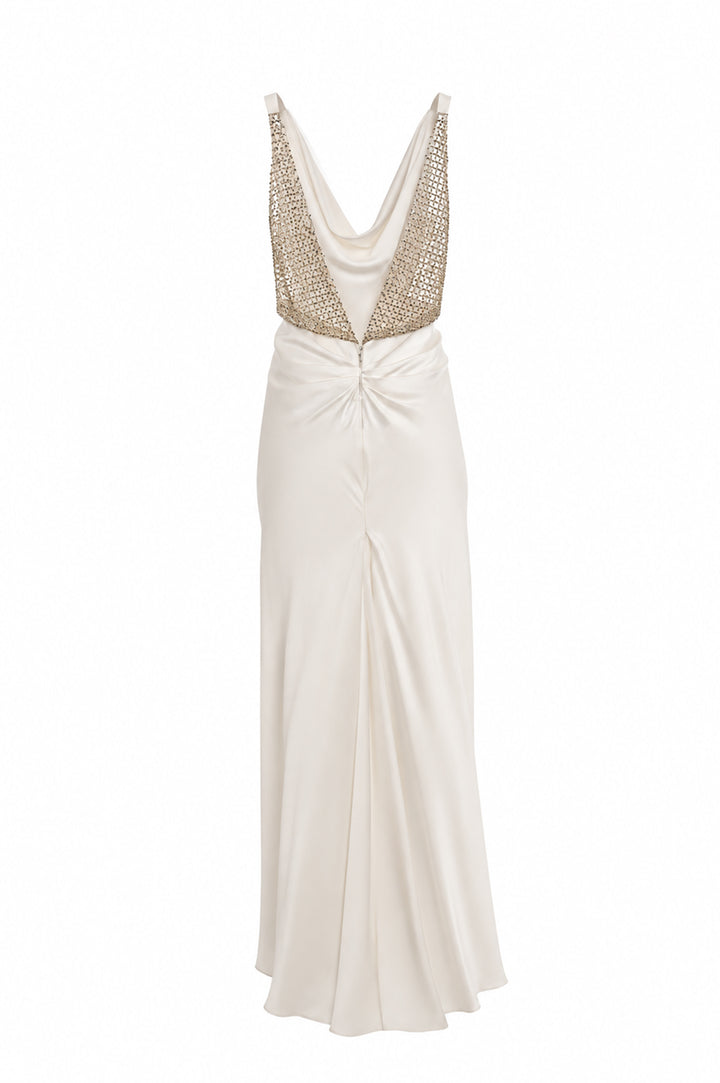 Elaris Dress In White-Silver