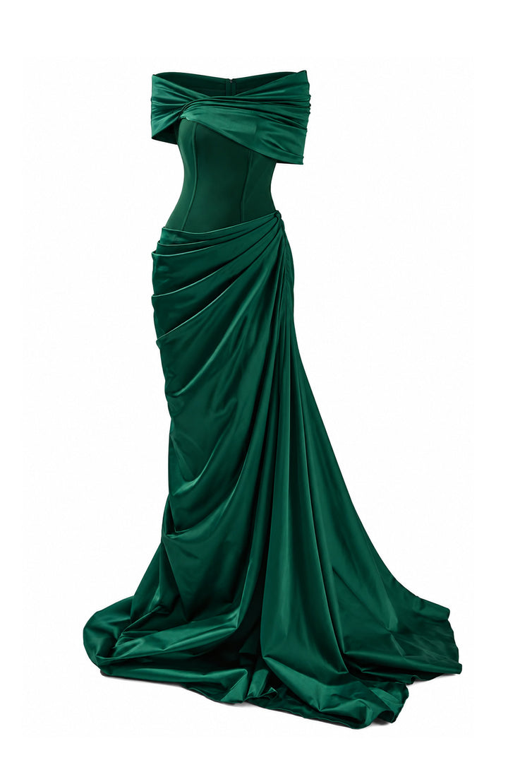 Iris Dress In Forest-Green