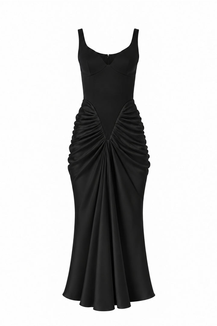 Kiara Ankle Length Dress In Black