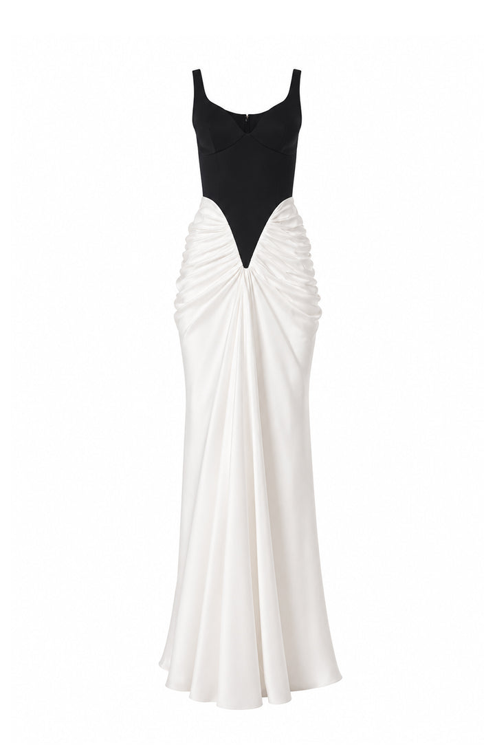 Kiara Long Dress In Black-White