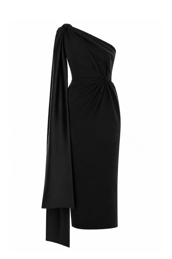 Liv Black Crepe Midi Dress