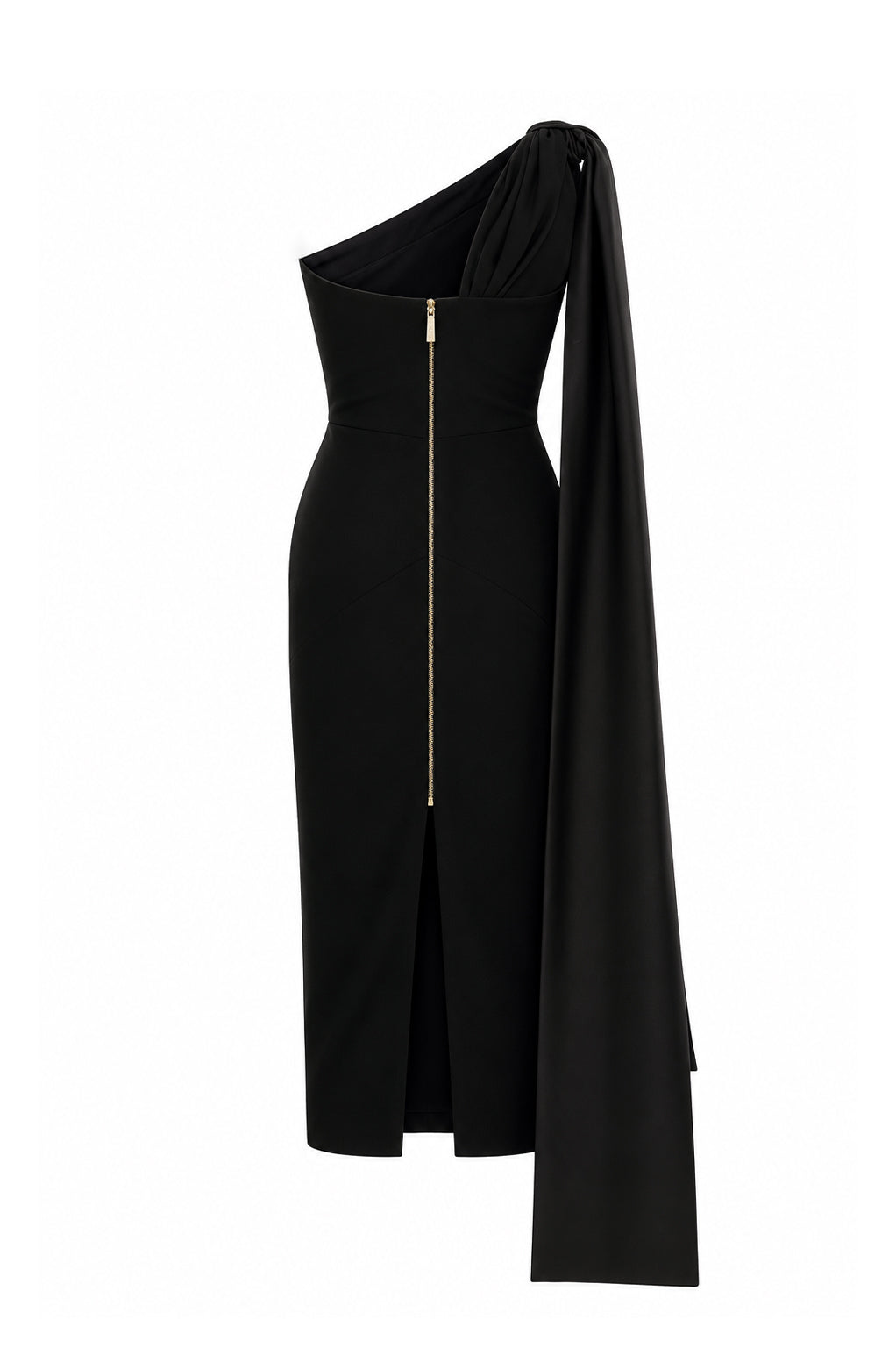 Liv Black Crepe Midi Dress