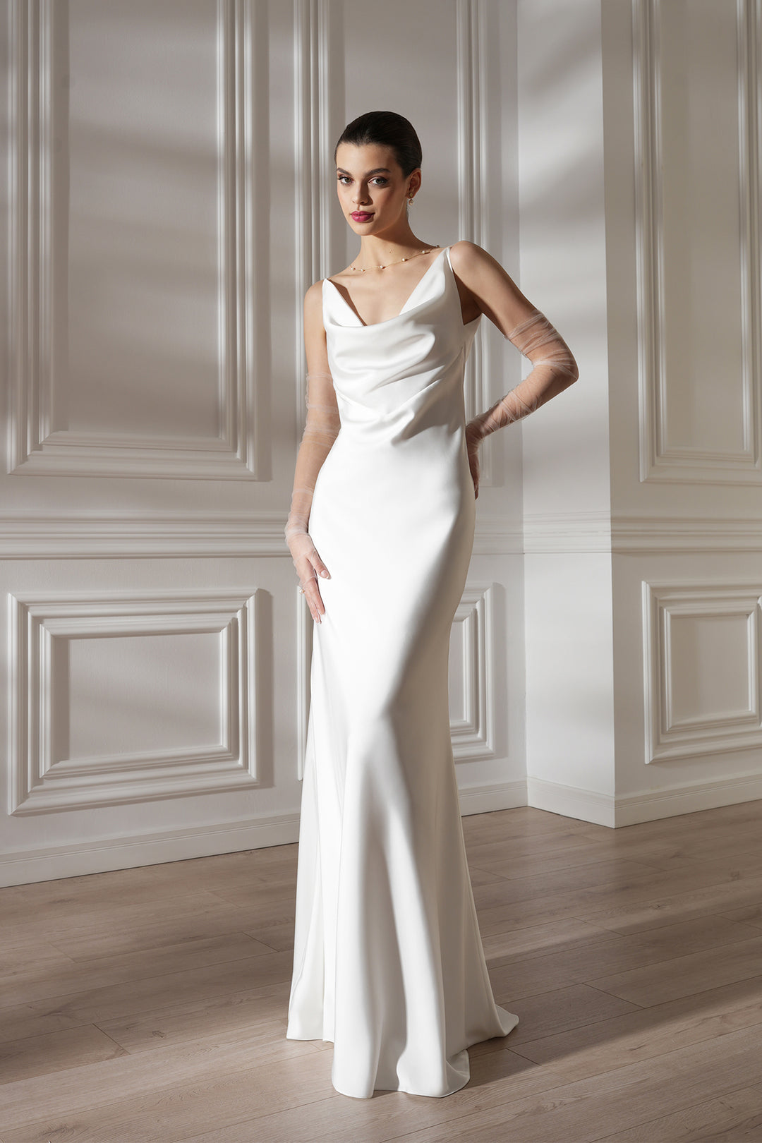 ivory slip dress Paiva in Satin Silk charmeuse straight The Forever Sleeveless Slip Dress-Ivory