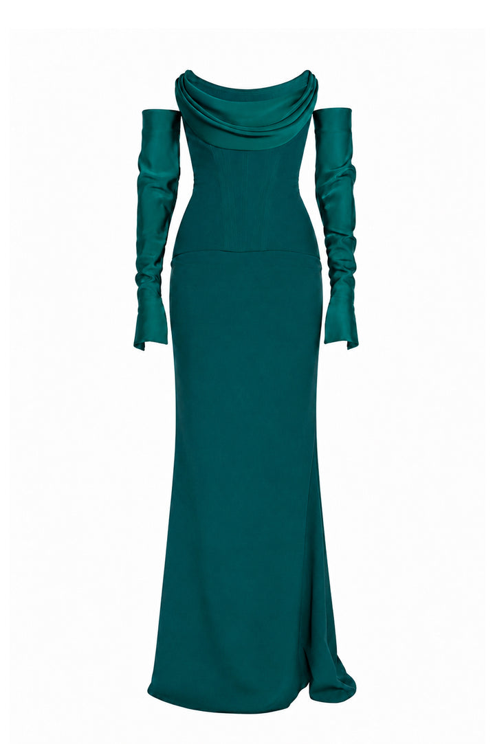 Raven Dress In Hunter-Green
