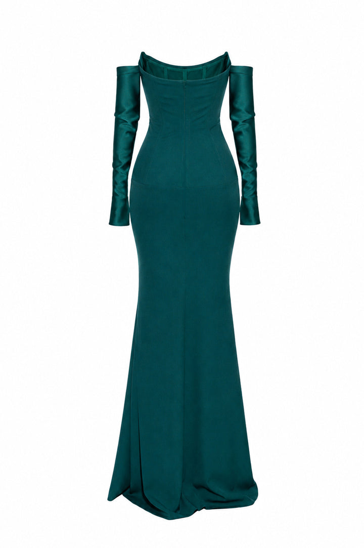 Raven Dress In Hunter-Green