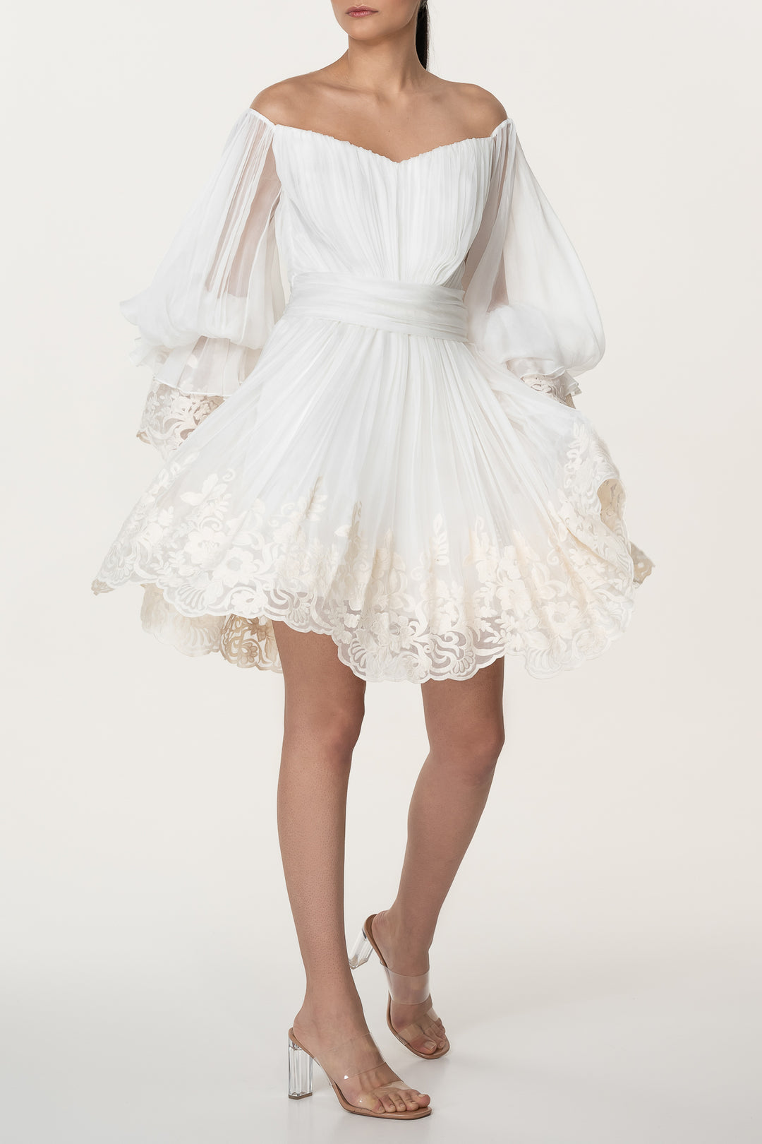 Orla Boho Silk Short Dress In Ivory