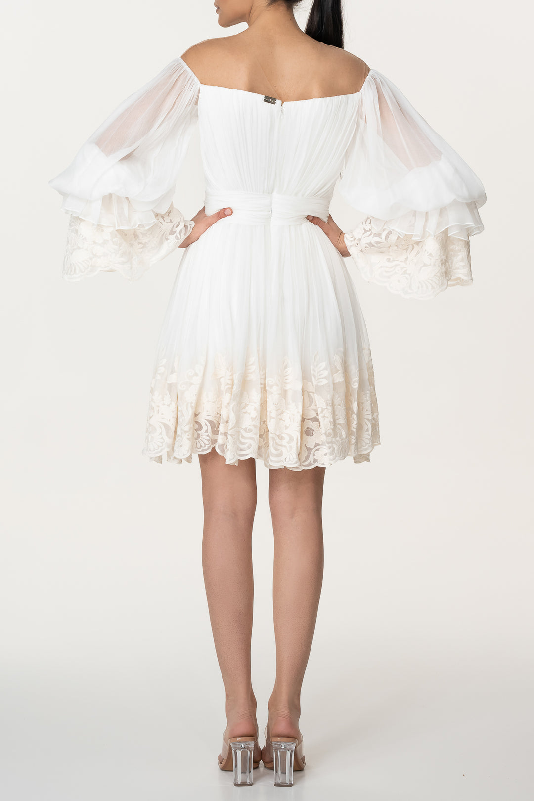 Orla Boho Silk Short Dress In Ivory