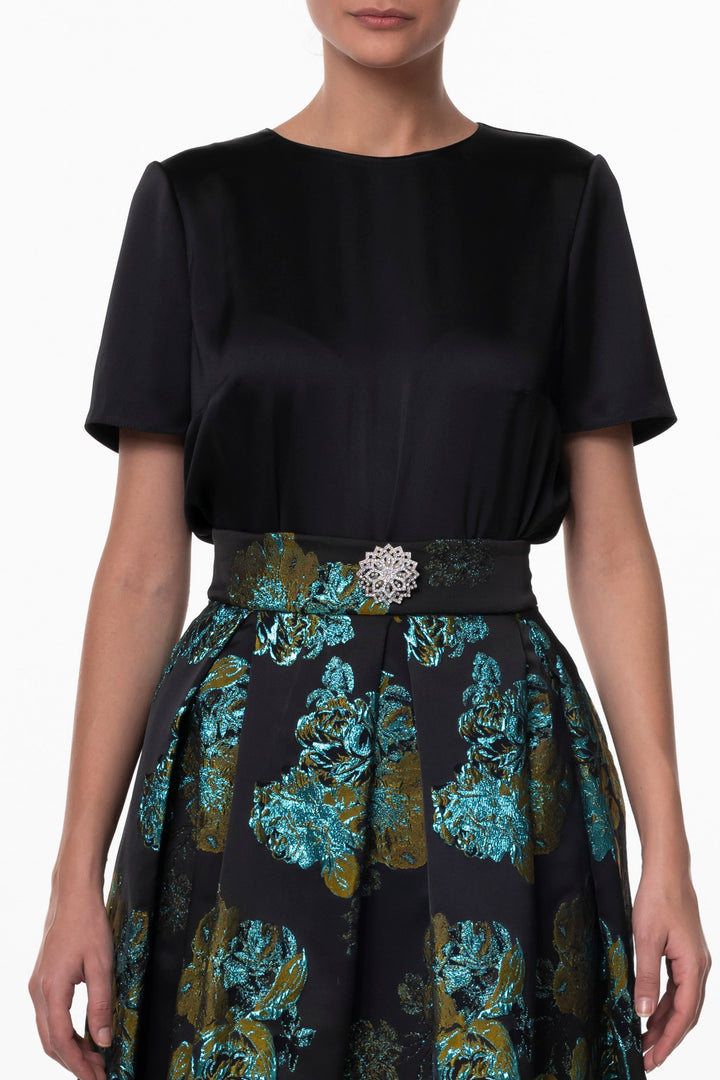 Round Neckline Blouse In Black
