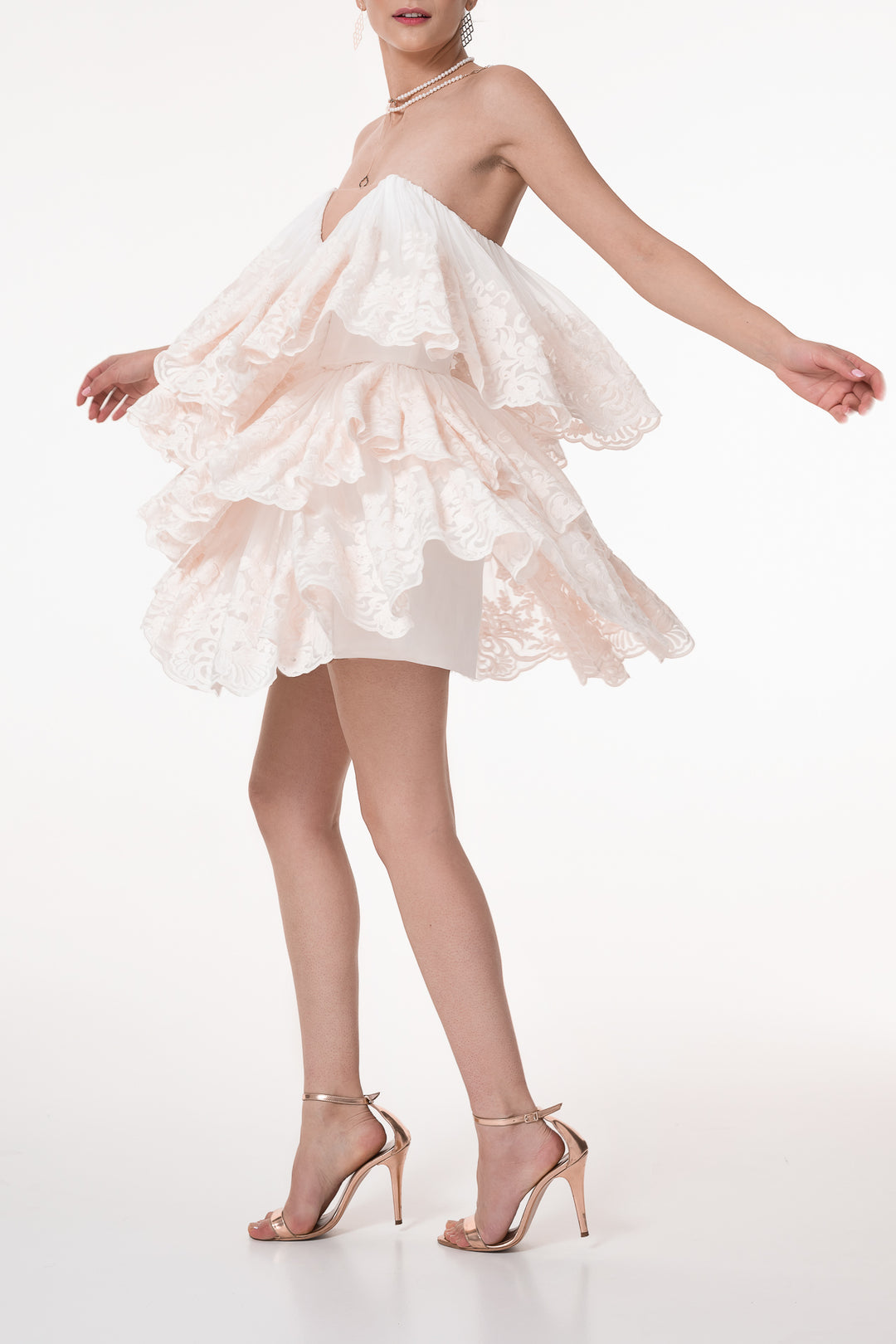 Aydin Boho Short Dress In Ivory
