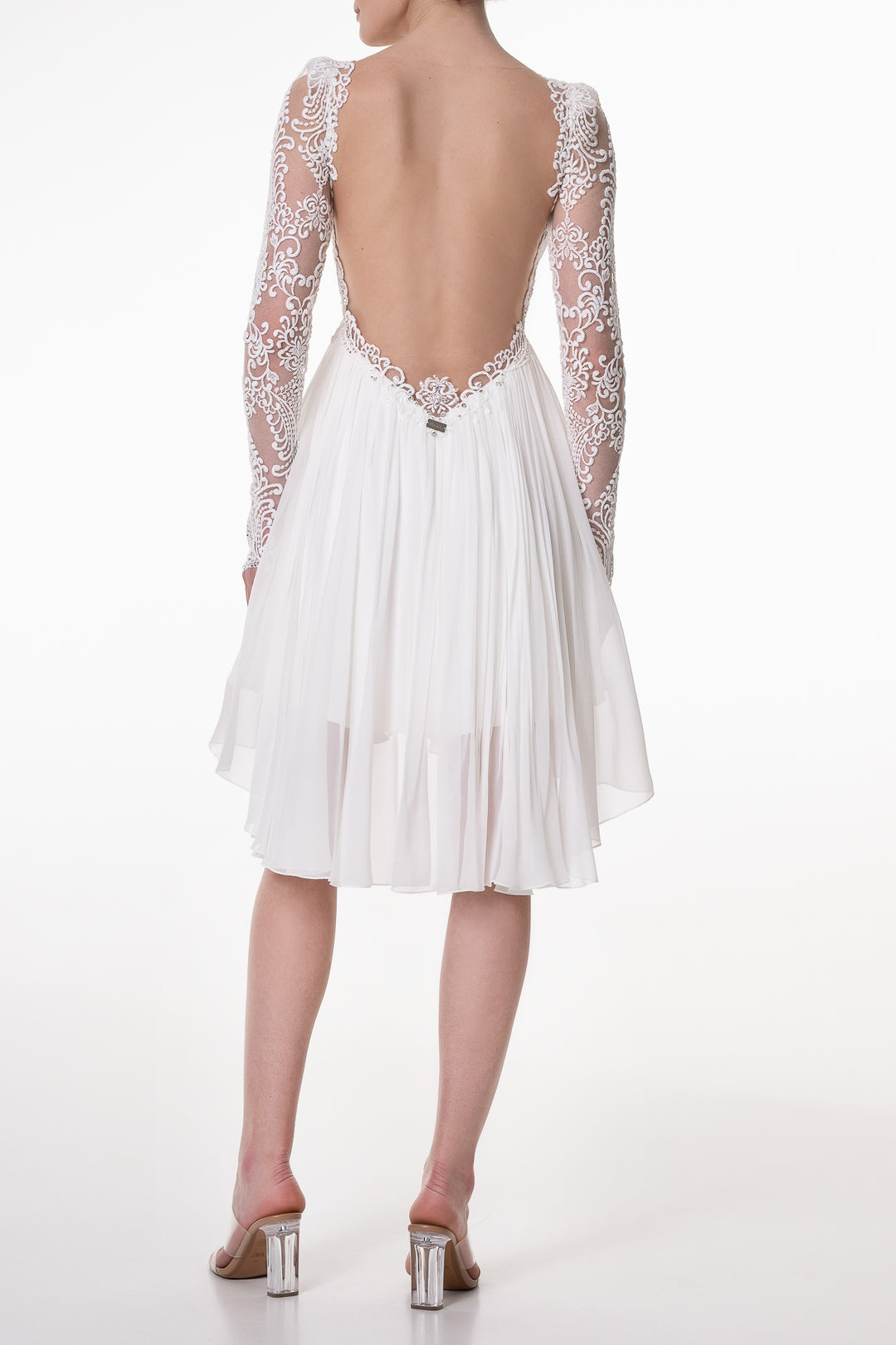 Joelle with Crystals Boho Short Dress In Ivory