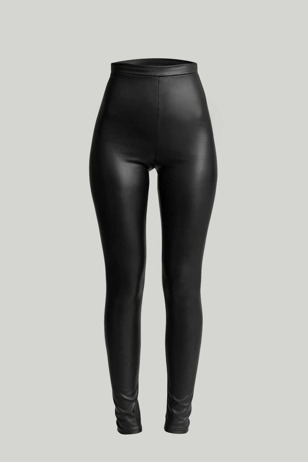 Stretchy Vegan Leather Leggings In Black