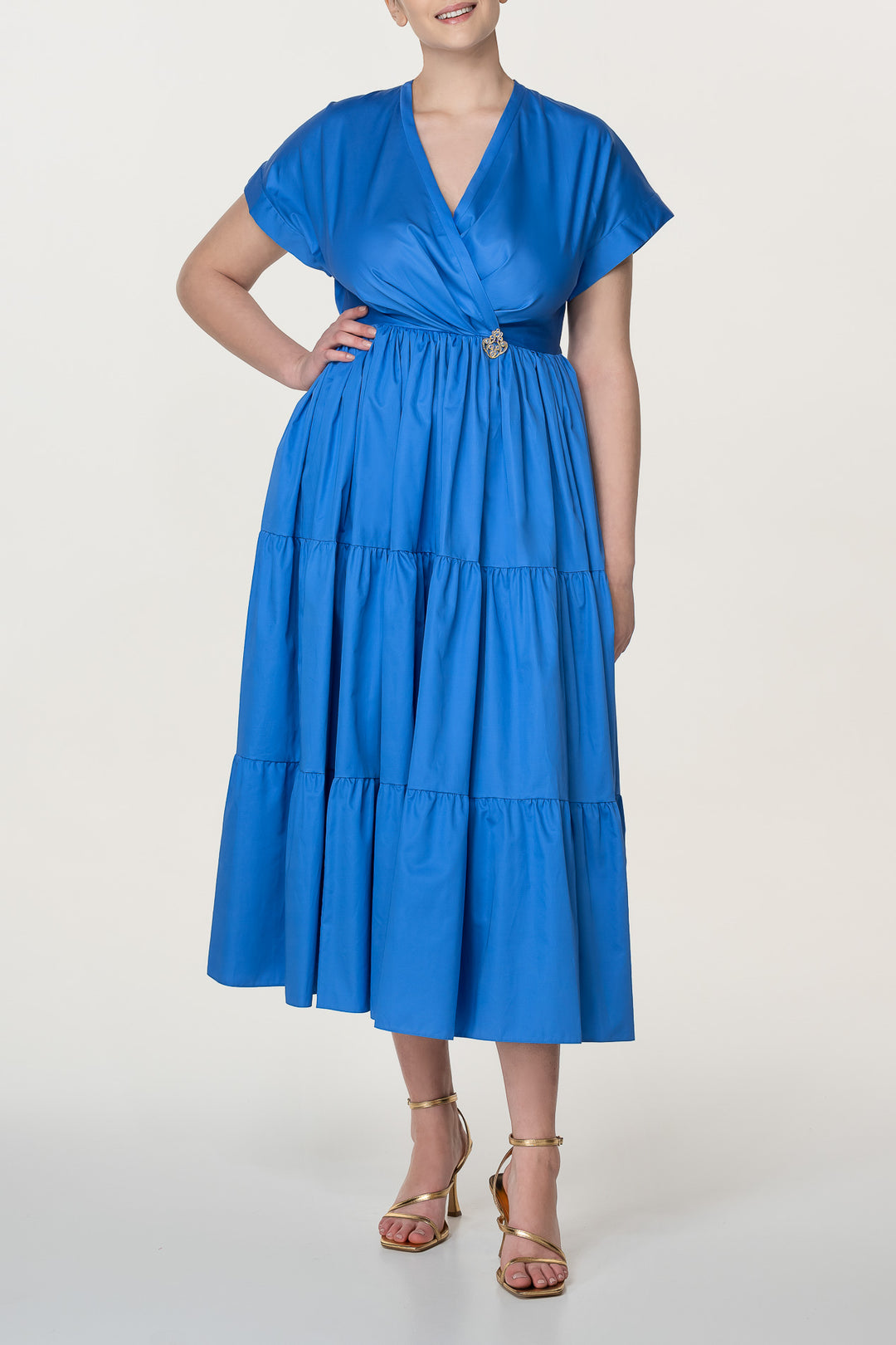 Joy Open Back Cotton Dress In Electric-Blue